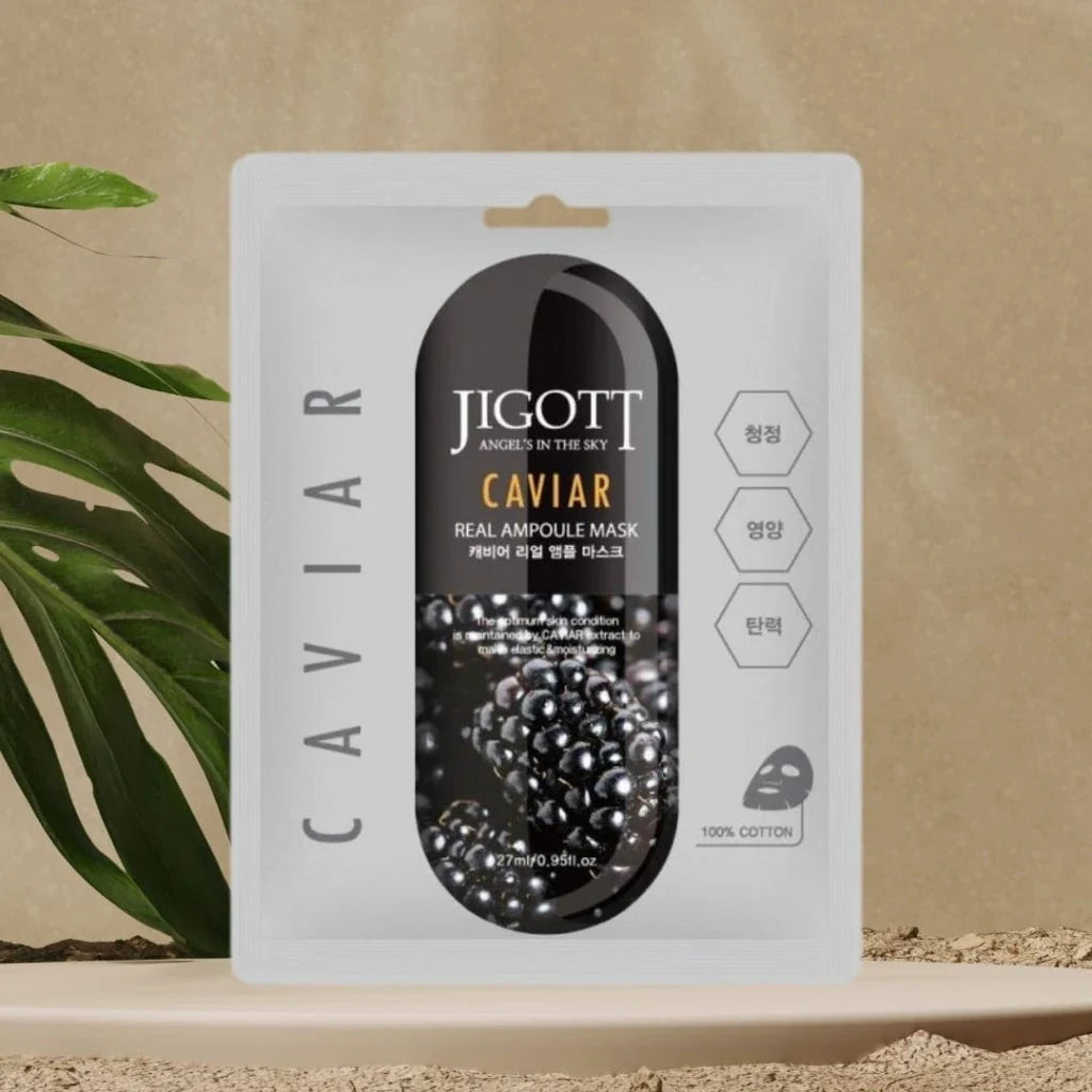 JIGOTT Живильна маска для сяйва шкіри Caviar Real Ampoule Mask