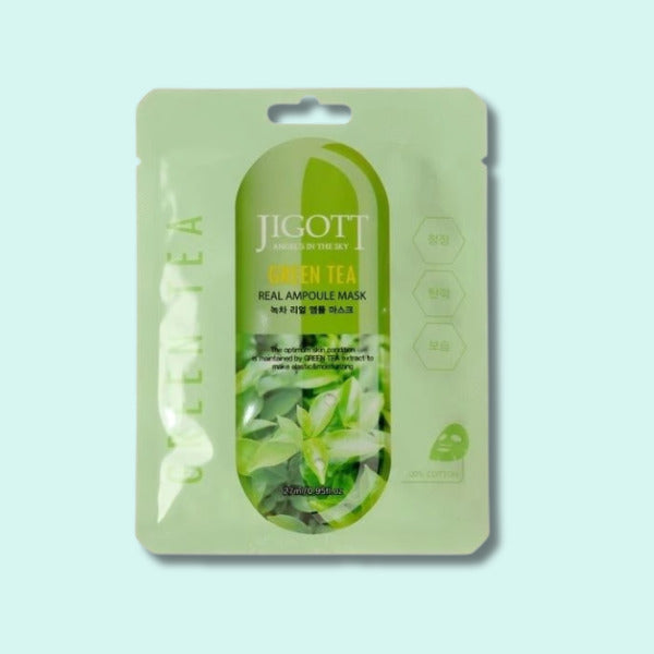 JIGOTT Заспокійлива зволожувальна маска Green Tea Real Ampoule Mask